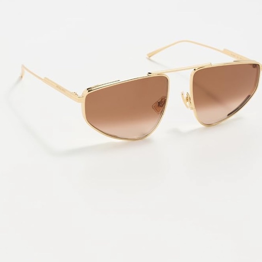 Bottega Veneta Gold Frame Sunglasses with Brown Lenses